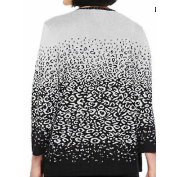 Alfred Dunner layered sweater/cardigan silver black studded 3/4 sleeves,size PXL - Picture 2 of 12